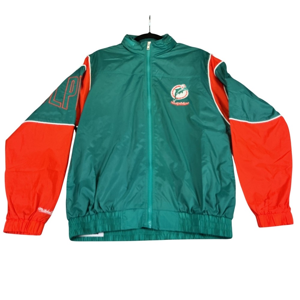 Mitchell & Ness Dolphins Jacket Throwback NFL Sideline Mens SM NEW MSRP $175